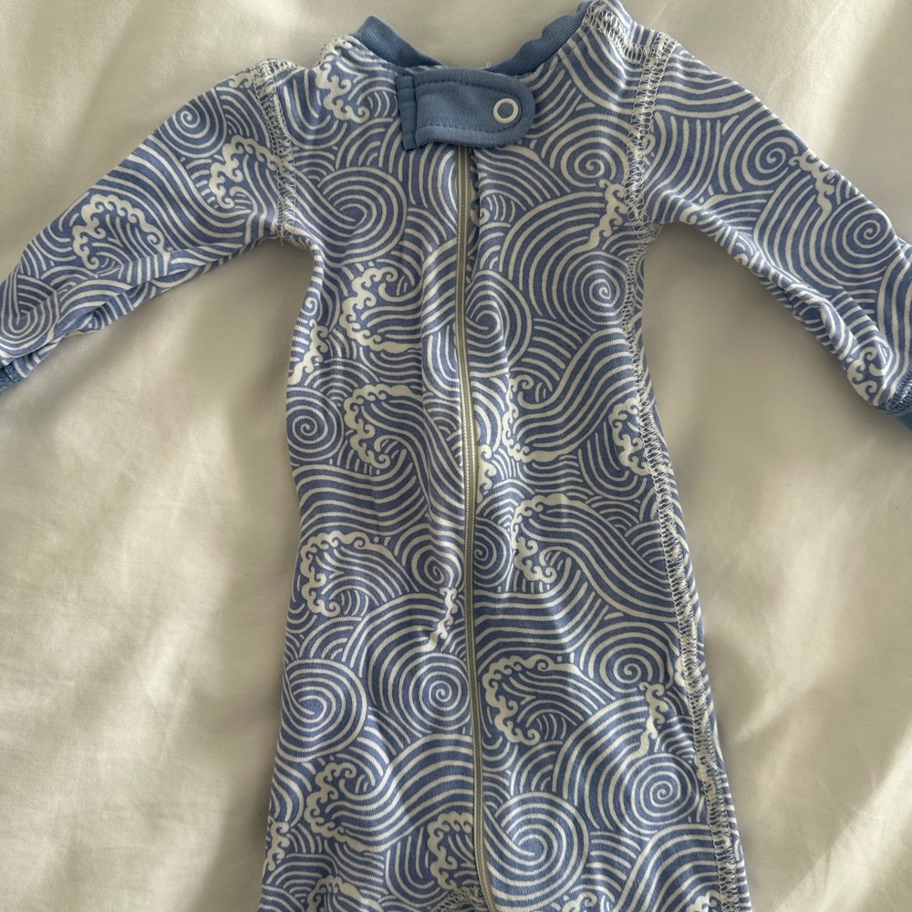 Beaufort Bonnet TBC Blue Swirl Patterned Baby One Piece Footie
